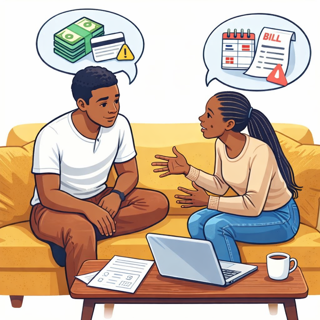 Couple discussing money