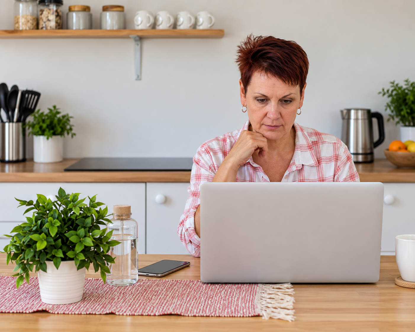 Woman using laptop