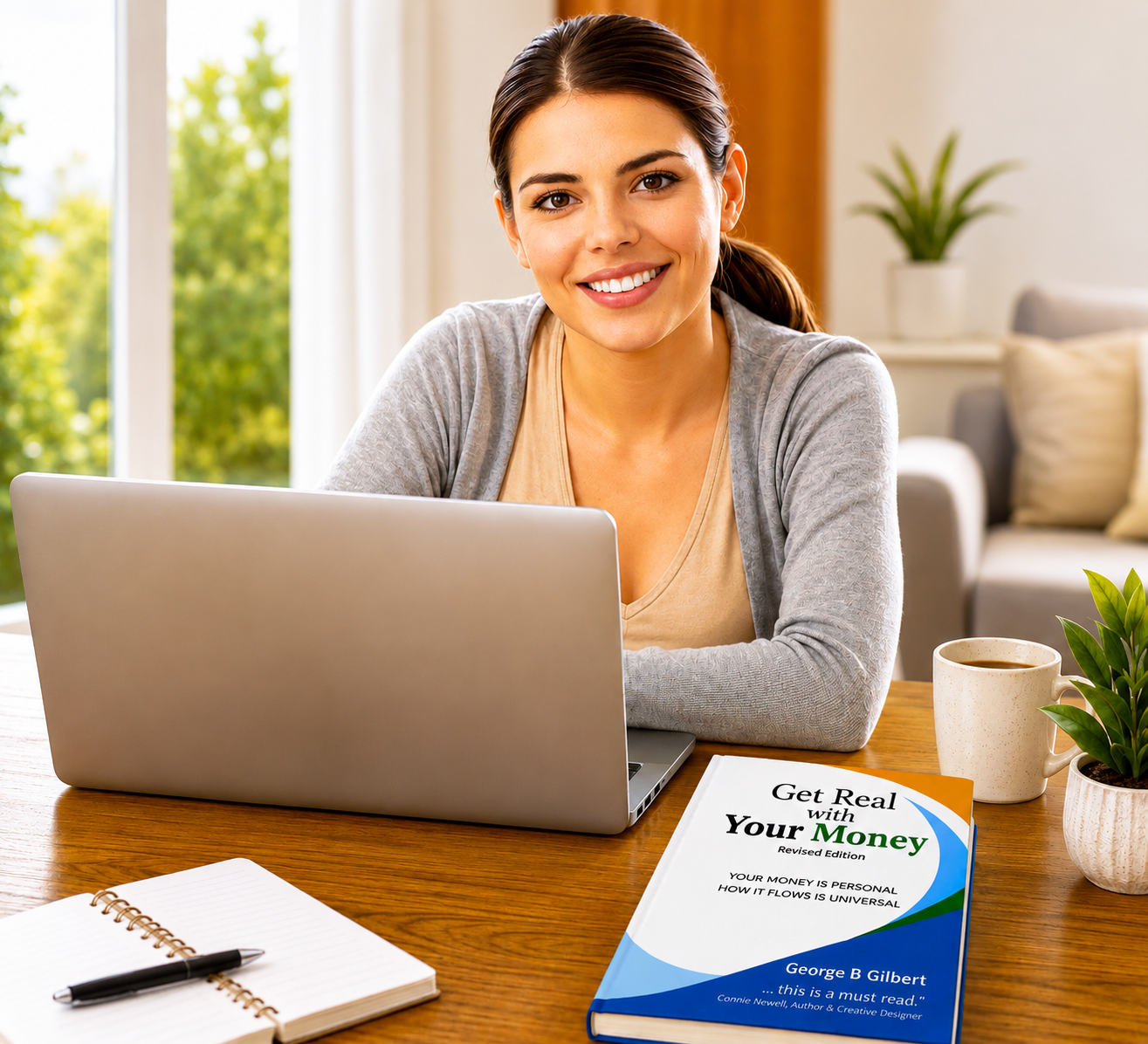Woman studying cash plan