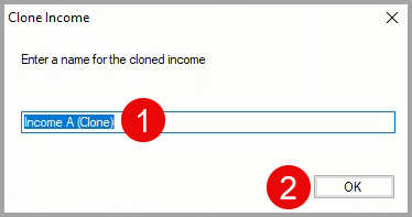 Clone Income dialog box