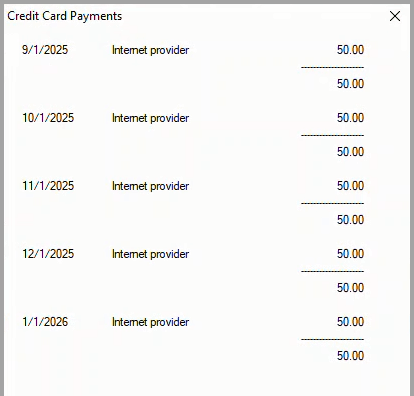 Credit card payments
