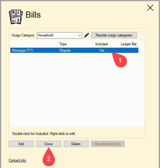 Bills slider for cloning