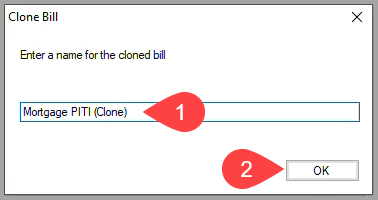 Bill Income dialog box