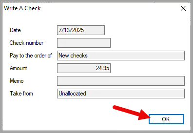 Write A Check message box