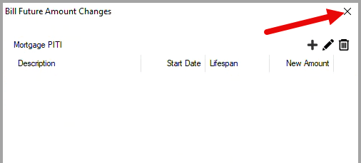 Bill Future Amount Changes dialog box