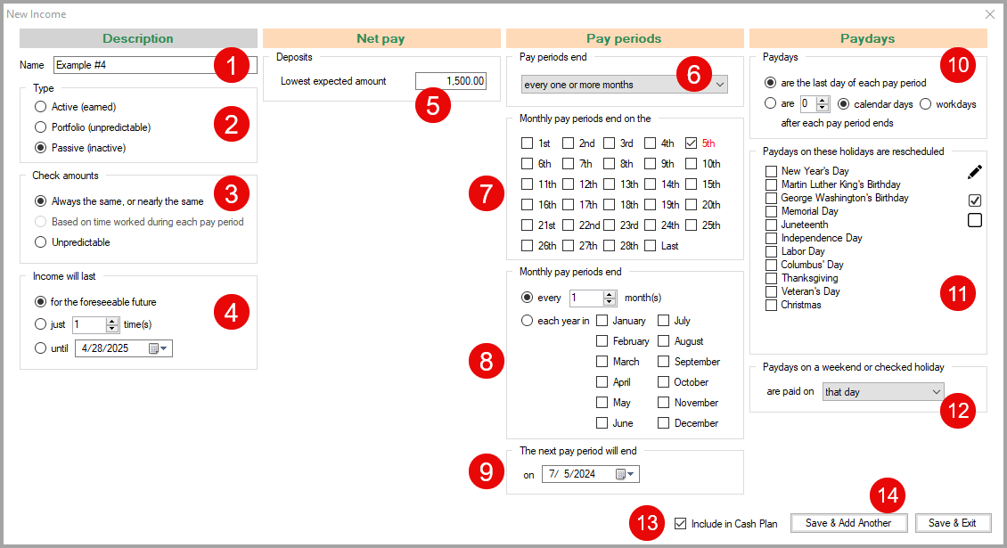 Adding the income