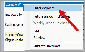 Right-click on the income