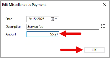 New Miscellaneous Payment dialog box