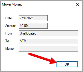 Move Money message box