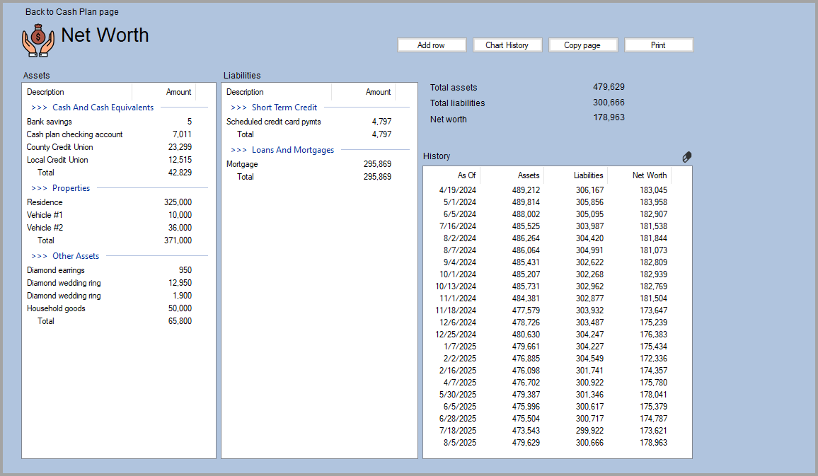 Net Worth example