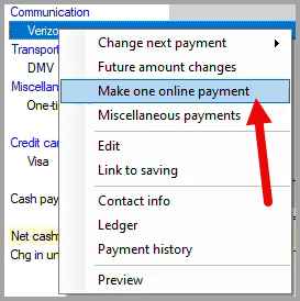 Bill dropdown menu