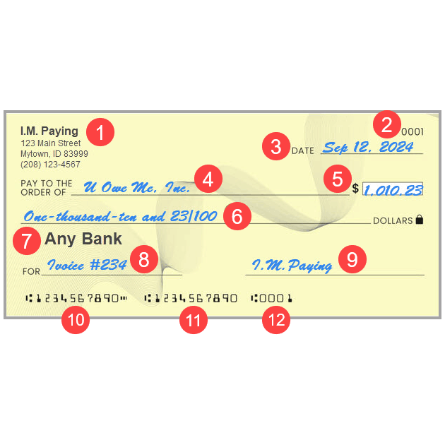 Paper check format