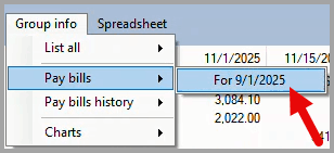 Group info menu
