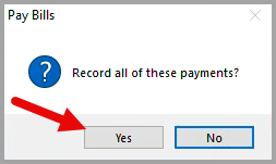 Pay Bills dialog box