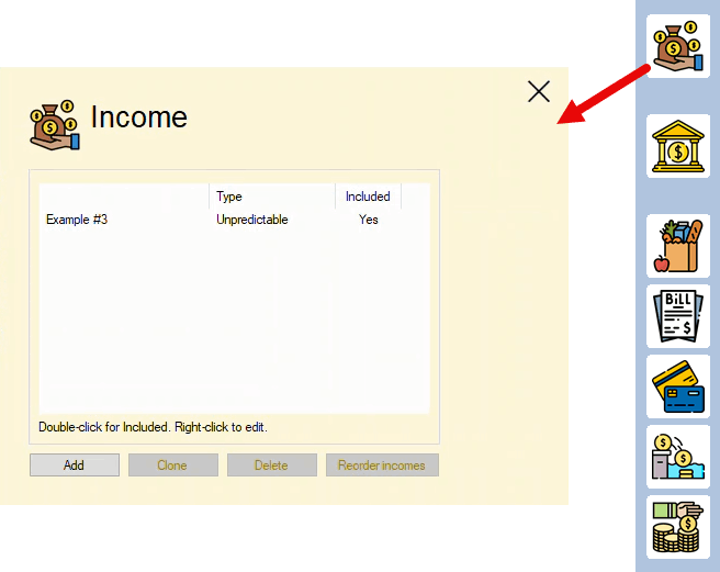 Open the income slider